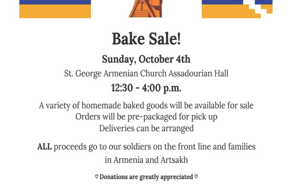 Bake Sale Fundraiser for Artsakh
